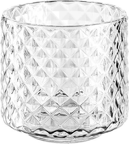 Leonardo Home Poesia Tischlicht, Deko Kerzenglas mit kleinen Rauten, Kerzen-Halter aus Glas, schönes Windlicht, 10 x 10 cm, 076431