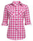 UNibelle Chemise à Carreaux Manches Longues Femme - Blouse Traditionnelle Oktoberfest - Veste en Coton - Chemisier Décontracté Col en V, Rose