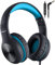 Nabevi Auriculares Niños, Auriculares Niños con Cable y Micrófono, 85/94dB Límite de Volumen, Sonido HD, Función de Compartir, Casco Niño Plegables para La escuela/Viaje/Ordenador/Teléfono, Negro Azul