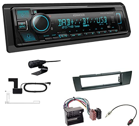 Kenwood KDC-BT560DAB 1-DIN Autoradio CD-Tuner mit Bluetooth Digitalradio DAB+ inkl. Einbauset passend für BMW 3er E90 E91 E92 E93 2005-2013 schwarz