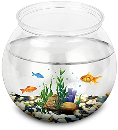 ULTECHNOVO Mini Fish Bowl for Decoration, 2Pcs Clear Goldfish Tank Household Fish Tank Clear Plastic Jar Vase for Aquarium Goldfish, Flower Plant Pot Decoration