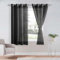 DWCN 2er Voile Gardinen Halbtransparent Kurz mit Ösen für Schlafzimmer Vorhang weiß Halbtransparent, Schwarz, 145x140cm(HxB)