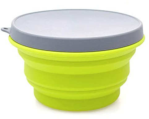 Kaxenig Cuenco Plegable,Ensaladera Plegable de Silicona con Tapa | Herramientas de Almacenamiento a Prueba de Fugas, Utensilios portátiles para Comer para Acampar, Viajar, Barbacoa, Actividades