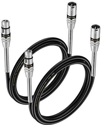 NUOSIYA 1m Cable XLR 2PACK Muelle Metálico Diseño SR Cable de micrófono XLR macho a hembra Cable XLR balanceado de 3 pines para micrófono, mezclador, altavoz, amplificador
