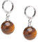 Frauen handgemachte natürlichen Edelstein 12mm Runde Kugel Ohrringe - Edelstein Perlen 925 Silber Ohrringe (Tigerauge)