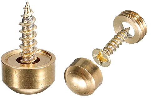 sourcing map 8Pcs Decorative Screws with Caps, 9mm Dia Brass Mirror Screws Mirror Fixing Screws Fasteners for Mirrors Tables Furniture, Gold