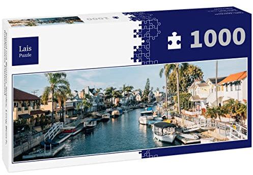 Lais Jigsaw Puzzle Canal with boats, Naples, Long Beach, California, panorama 1000 pieces