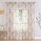 BUHUA Lot de 2 rideaux en voile semi-transparent - Motif floral - Avec passe-tringle - Pour salon - 160 x 140 cm (H x l) - Rose