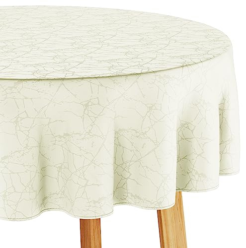 Filumi Tischdecke 120x160 cm oval Creme Abwaschbar Für Indoor Outdoor Marmormuster Manil