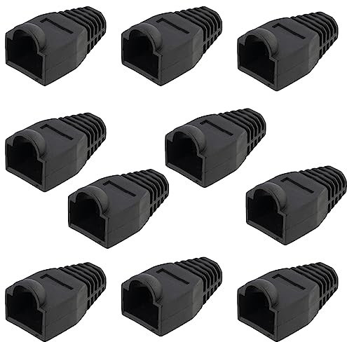 AЕRZETIX - C12227 - Lot de 10 manchons de protection RJ45 anti-pliage CAT6 - réseau Ethernet fiche prise capuchon connecteur raccordement LAN ordinateur ligne modem informatique - couleur noir