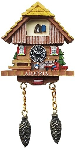 InDmar Kühlschrankmagnete, Kühlschrankaufkleber, 3D-Kuckucksuhr Österreich Kühlschrankmagnet Tourist Souvenir Kühlschrank Magnetaufkleber handbemalt