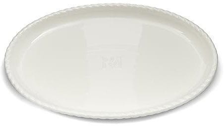 Riviera Maison Servierplatte weiß, Servierteller, Tablett, Ovale Schale, Klassisch mit gerändeltem Rand - Elegant Twist Serving Plate - Porzellan - (LxBxH) 36x25x3.5