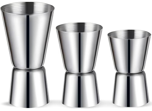 3 Pièces Doseur Cocktail, Mesure Jigger, Jigger à cocktail double, 30/40/50ml Double Doseur à Alcool en Acier Inoxydable, Tasse à Mesurer Professionnelle pour Barman