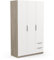 Demeyere Armoire Dressing avec Penderie Moderne 3 Portes 2 Tiroirs 4 Niches – Coloris Chêne Kronberg & Blanc Mat - 119,4 x 51,1 x 203 cm