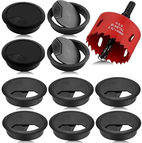 XINHAITC 10 Pack Desk Cable Hole Cable Grommet Desk Computer Grommet 60mm Desk Table Grommet Wire Organizers Office Desk Surface Port Hole Covers with Hole Saw, XINHAITC-CXK01