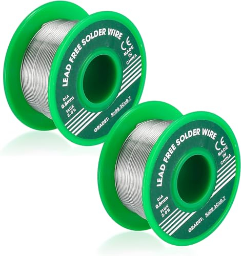 2 piezas Alambre de Soldadura, 0,8mm/30g Carrete de Alambre de Estaño con Núcleo de Colofonia para Soldadura Blanda, Estaño para Soldadores Eléctricos
