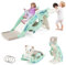 COSTWAY 4 en 1 Toboggan Enfants avec 3 Modes & Motif d'ours, Cheval à Bascule Intérieur Extérieur avec Panier de Basketball & Ballon, Charge 50kg pour Enfants de 3 Ans+, 93x65x46,5cm