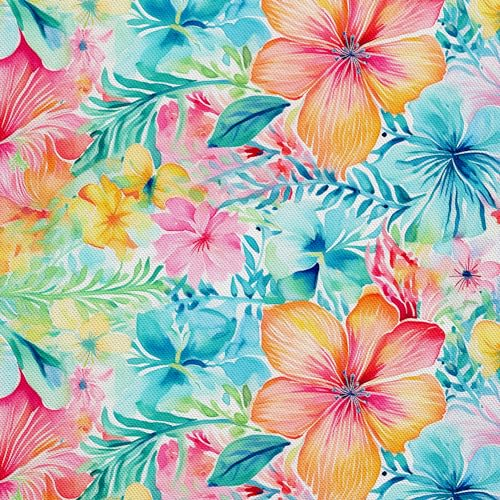 HEKO PANELS Stoff Oxford Wasserdichte Meterware Canvas-Stoff Polyester Nähstoff Dekostoffe Handwerken Wasserabweisend Blickdicht Blumenmuster Blumen Aquarell Wasserfarbe 1 Meter 155 x 100 cm DX2008