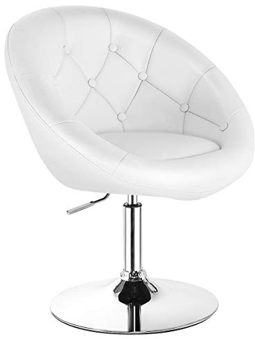 HOMASIS Verstellbarer Barhocker, anhebbarer Küchenstuhl, Barstühle aus PU mit Rückenlehne, geeignet für Büro, Café, Tragkraft 150 kg, Weiß