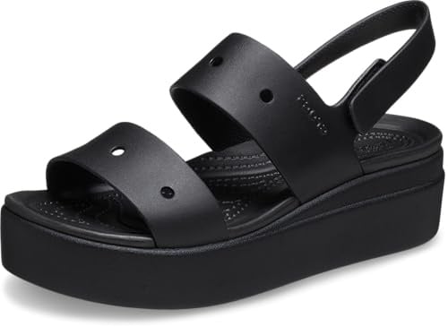 Crocs Womens Brooklyn 4U Low Wedges Black 9 Medium