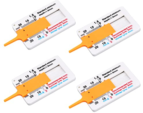 4 Stücke Profiltiefenmesser für Reifen, 0-20 mm Kunststoff Tiefenmesser Reifen Profiltiefenmesser Reifenprofiltiefenmesser, Profile Depth Gauge Tread Depth Gauge für Motorrad Fahrzeug Auto PKW SUV
