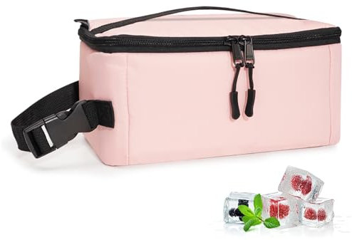 Cerbonny Small Cooler Bag Freezable Lunch Bag, Small Lunch Bag Insulated with Ice Pack, Mini Cooler Bag for Work School Trip,Fit for 3+,(Pink)