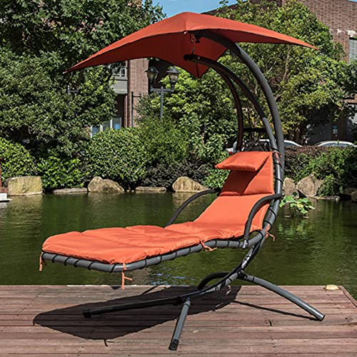 Hängesessel mit Gestell, Outdoor Terrassenschaukel, Hängeliege mit Gestell, Hollywoodschaukel, Sonnenschirm UV-Schutz, ergonomische Form, Hängesessel, Terrasse Balkon Garten, inkl. Sitzkissen