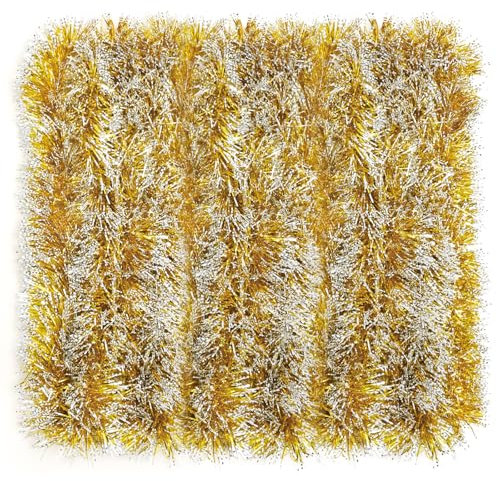 Gold Weihnachten Lametta Girlande, 12M Metallisch Weihnachtsbaum Girlande Dick Glänzend Girlande Christmas Tree Hängende Dekoration für Weihnachten Party Außen Innen Dekorations