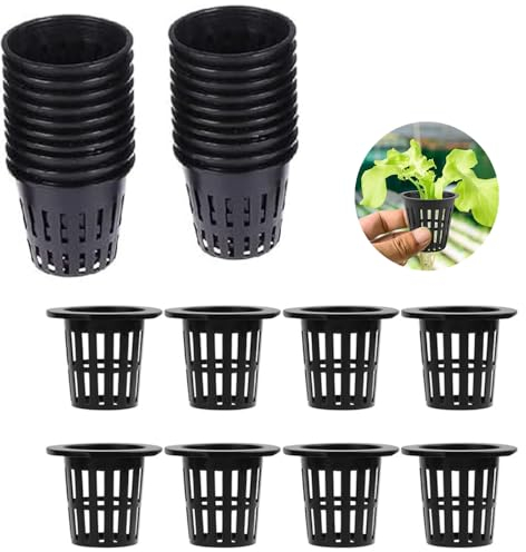 RXKFIGX 60 Piezas Maceta Hidropónica Cesta Hidropónico Maceta Red Cesta Hidropónico Plantación de Cestas de Malla Macetas de Malla Hidropónica Cesta de Cultivo Acuático para Cultivo Hidropónico