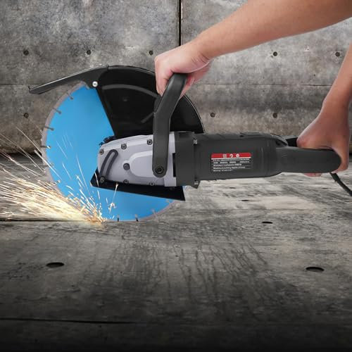 Scie à béton - Profondeur réglable - Scie circulaire de coupe - Avec poignée rotative à 180° - 3800 tr/min - Profondeur de coupe maximale : 135 mm - Convient pour métal, porcelaine, bois, béton armé