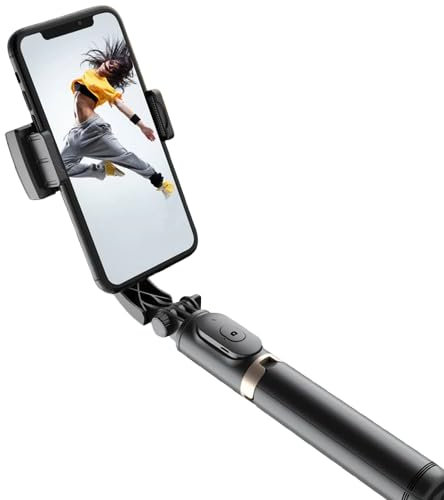 Stabilizzatore per Smartphone Asta Selfie Pieghevole Stabilizzatore Gimbal treppiede senza Fili con otturatore Bluetooth Monopiede per iOS e Android 2024 Nuovo Portatile Pieghevole per Videoblog