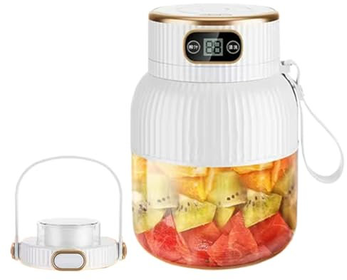 Licuadora exprimidora | Máquina mezcladora de jugo recargable | Exprimidor de carga USB con pantalla digital | Licuadora de viaje de 600 ml | Licuadora de mano pequeña | Licuadora de jugo portátil