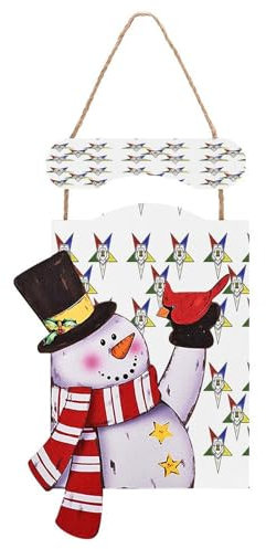 Panneau en bois bonhomme de neige, étoiles orientales imprimées, panneau de Noël, décoration murale de vacances, décoration à suspendre pour salon et porte