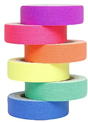 JTBDWOSK Multi Colored, Gaff Tape 6 Stück Baumwolle Spike Tape Grade Fluoreszierende Kunsthandwerk Neon Tape für Böden Stages Whiteboard