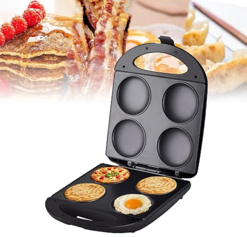 MVXBICIA Antihaft-Pfanne Kuchenmacher Grillplatte – 1400 W Mini-Pfannkuchenpfanne, elektrischer Arepa-Maker für gesundes Kochen, Braten von Eiern, Burger, Omelettes und mehr