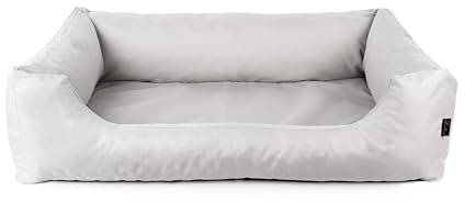 Lebon - Hundebett Max - Orthopädisch -100cm x 75cm -Mit Reißverschluss und waschbar - Pflegeleicht - Schmutz - und Wasserabweisend (Silver, M)