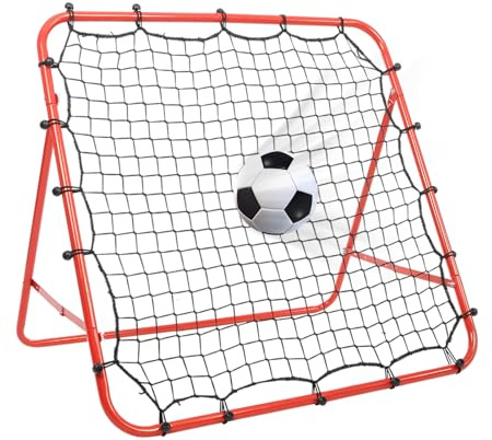 Susoso Fußball Rebounder, Dreieckig Abprallnetz mit Elastische Bänder Multifunktional Faltbare Design Ballnetz Größe 1x1m für Rasen Rot, Schwarz