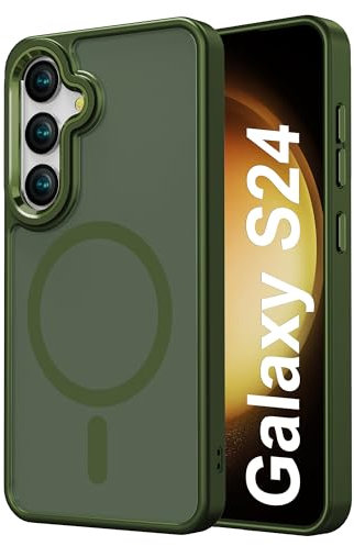 HOOMIL Starke Magnetische Hülle für Samsung Galaxy S24, Militärschutz & TOP Magnetkraft, Transluzent Matt Stoßfest Case - Grün