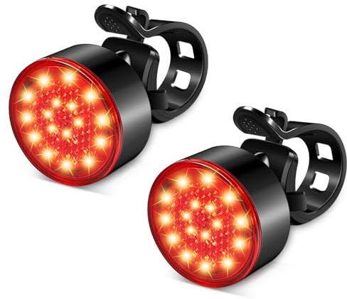 Ascher USB Rechargeable LED Bike Tail Lights 2 Pack, Bright Bicycle Cycling Rear Light, 4 Light Mode Options Safety Bike Light for Adults Men Women Road Mountain(2 USB Cables Included)