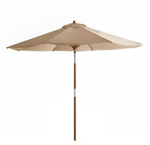 Parasol de Jardin Inclinable de 210 Cm en Bois, Protection UV, pour Marchés, Terrasses, Piscines et Plages
