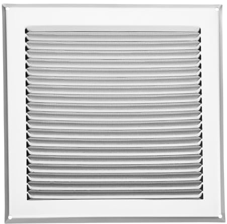 SOTECH Griglia di ventilazione in alluminio 250 x 250 mm look acciaio inox con zanzariera Griglia di ventilazione per installazione a vite