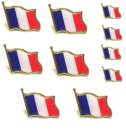 TSUOUKL 10 Pièces Pins drapeau francais Pin's Drapeau Français Pins france France Drapeaux Epingle Broche Badge PINS EUROPE Pins costume homme