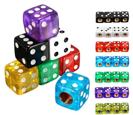 4/8Pcs Dice Tire Valve Stem Caps, Universal Plastic Dice Car Tire Valve Stem Air Caps Cover for Car/Bicycle/Motorcycle(Yellow-8Pcs)