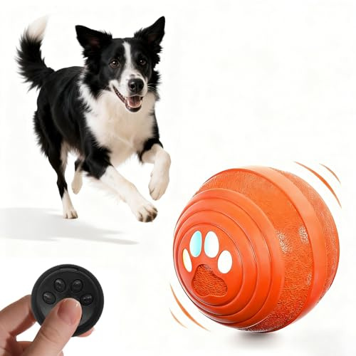 Interactive Dog Ball Toys, Smart Interactive Dog Toys with Remote Control, 4 Modes Automatic Moving Dog Ball with Led Light, Rechargeable, Bouncing, Durable TPU+PC Shell for Small & Medium Dogs