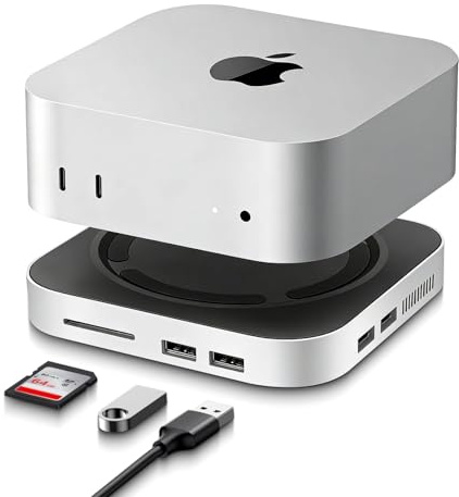 Mac Mini M4/M4 Pro Dock, USB-C Hub with 10Gbps NVMe SSD Enclosure, 4K@60Hz HDTV, USB 3.2, USB-A & USB-C Ports, SD/TF Card Reader