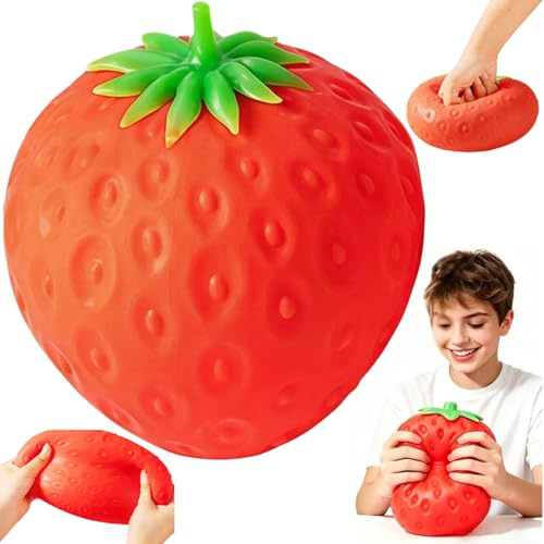 Bolas gigantes de fresa esponjosas, 12.7 cm, lindas bolas sensoriales antiestrés para adultos, alivio de la ansiedad para oficina, escritorio, aula, recuerdos de fiesta