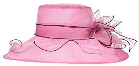 La vogue Organza Hut Damen Party Hut Hochzeit Sonnenhut Blumen Strandhut Sommerhut Rosa