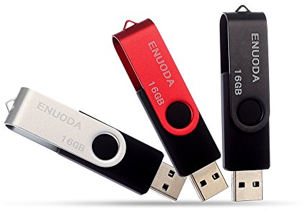 ENUODA 3 Pezzi 16GB Chiavetta Pennetta Girevole USB 2.0 Unit¨¤ Memoria Flash (3 Multicolorato:Nero Bianca Grigio)