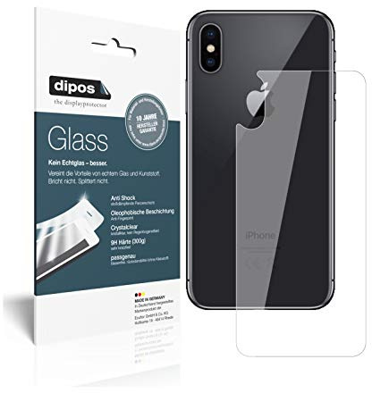 dipos I 2X Displayschutz klar kompatibel mit Apple iPhone XS Rückseite Schutzfolie 9H Anti-Shock
