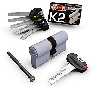 3200CCS30301X5 SECUREMME K2 CILINDRO SERRATURA ANTITRAPANO CENTRATO 60MM 30-30 PROFILO EUROPEO 5 CHIAVI PIATTE CIFRATE OTTONE CHIAVE CANTIERE SICUREZZA SERRAMENTI